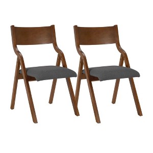 PAGED  Set of 2  Space-Saving Upholstered Folding Dining Chairs with Padded Seat,Armless Chairs for Kitchen,Living Room - 1 of 4