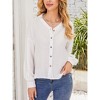 Womens Button Down Shirt Linen Button Up Shirts for Women Long Sleeve Dress Shirt Collared Blouse Tops Tunics - 3 of 4