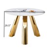 FONTOI 42"Round End Table with Metal Legs, Side Table with Marble Top for Living Room Bedroom Office, White&Gold, 42"*29.5"*42" - 3 of 4