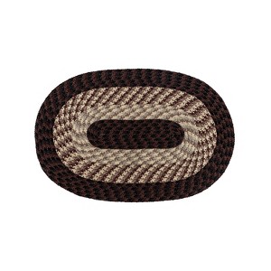 Alpine Collection Burgundy Stripe 100% Polypropylene Durable & Stain Resistant Double Sided Reversible Indoor Area Utility Oval Rug - 1 of 4