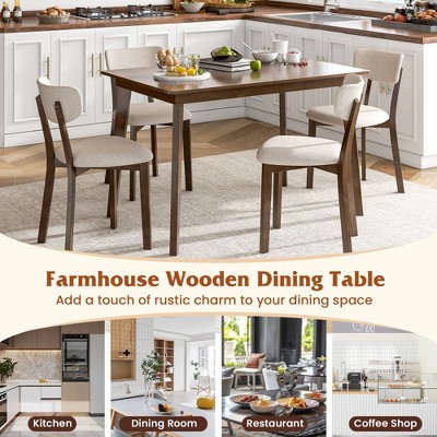 Brown Rubber Wood Dining Table for Four with Veneered MDF Top