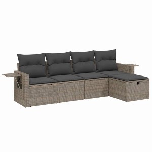 vidaXL Garden Sofa Set Grey Poly Rattan, Powder-Coated Steel 5 Seater - 1 of 4