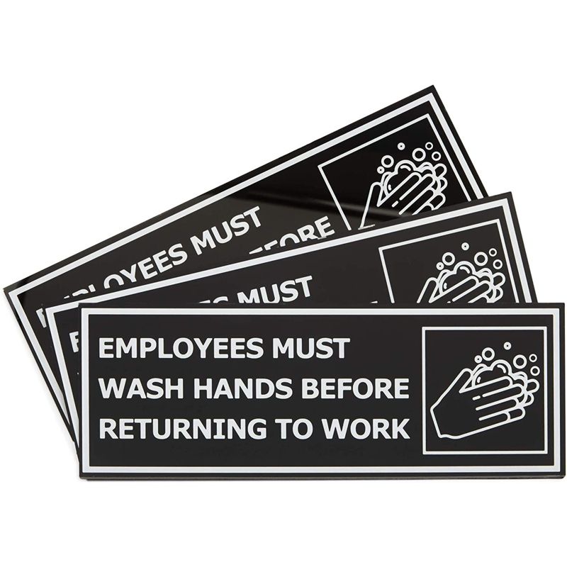 Stockroom Plus 3 Pack Magnetic Safety Bathroom Sign, Employees Must Wash Hands Before Returning to Work (9 x 3 In), 4 of 6