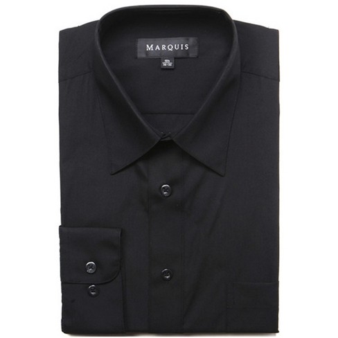 Marquis Men s Black Long Sleeve Regular Fit Point Collar Dress Shirt 15.5 32 33 Target