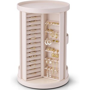 360°Rotating Vertical Jewelry Organizer with 6 Necklace Hooks, Open Ring Display Storage - 1 of 4