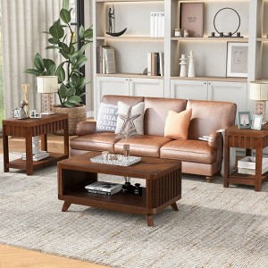UPHA 41.5-Inch Rectangular Table with Solid Wood Legs - 1 of 4