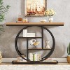 Gulches Industrial 4-Tier Console Table, Circle Base, Light Brown Wood & Metal, 41.3", Entryway/Sofa Table with Storage - 3 of 4