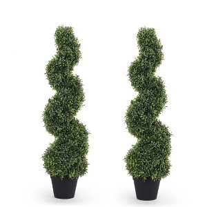 poetree 2/4/5ft Artificial Boxwood Spiral Topiary Trees – UV-Resistant Evergreen Faux Plants for Indoor & Outdoor Decor - 1 of 4