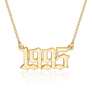 Turandoss Birth Year Pendant Necklace for Women, Old English Birth Year Number Gold Necklace, Birthday Gifts for Women, Christmas Gifts, 18+2In - 1 of 4