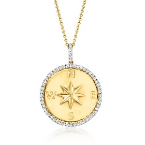 Ross-Simons 0.50 ct. t.w. Diamond Compass Pendant Necklace in 18kt Gold Over Sterling - 1 of 2