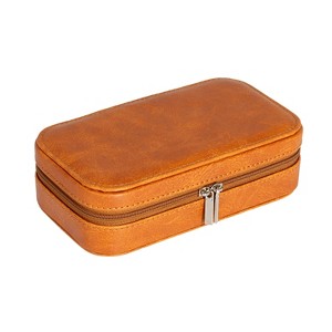 Household Essentials Vegan Leather Travel Jewelry Organizer Box Caramel: Rectangle Decorative Storage, 7.09" x 3.94" x 1.97" - 1 of 4