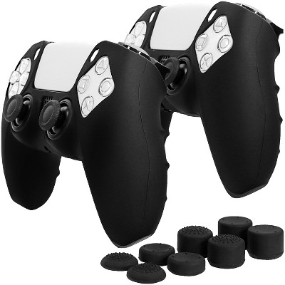 Fosmon Controller Skin and Thumb Grips for PS5 Controller - Controller Skin x 2 + 8 Thumb Grips (Black)