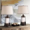 Franklin Iron Works Hugh 26" High Lantern Farmhouse Rustic Industrial Table Lamps Set of 2 LED Night Lights Bronze Finish Metal Living Room Bedroom - 2 of 4