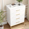 4-Drawer White Modern Wooden Dresser ¨C Wide Drawer Chest with Metal Handles for Bedroom - 4 of 4