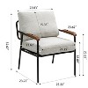 VYNXARIA Modern Accent Chair with Natural Wood Armrests and Black Metal Frame, Light Beige Upholstered Seat and Backrest,Set of 1 ,Beige - 4 of 4