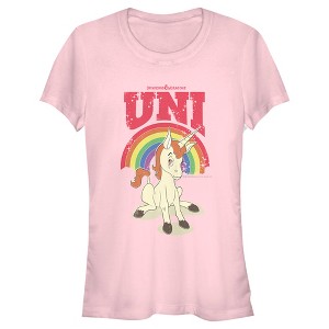 Juniors Womens Dungeons & Dragons Uni Unicorn Rainbow Cartoon T-Shirt - 1 of 4