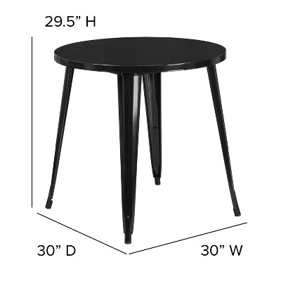 30" Round Black Metal Indoor-Outdoor Dining Table