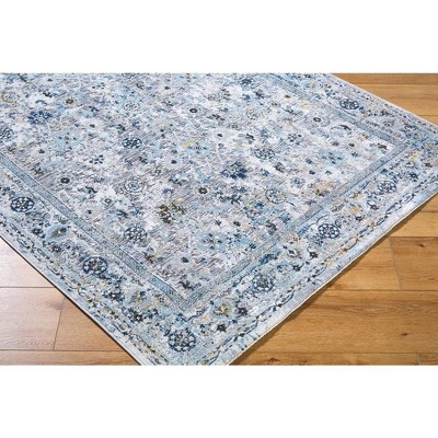 Takeysha Ivory and Navy Traditional Wool Area Rug 7'10" x 10'3"