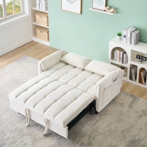 52'' Velvet 2-Seater Sofa Bed with 2 Pillows, Metal Feet and Space-Saving Design - 1 of 4