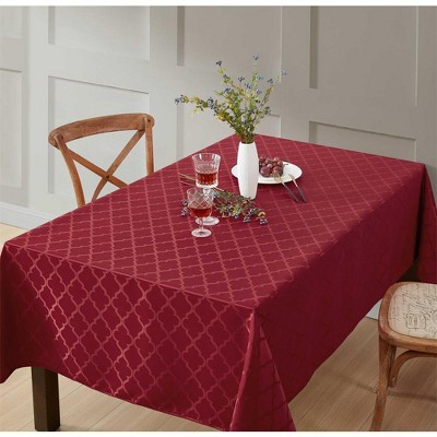HLC.ME Modena Jacquard Fabric Lattice Tablecloth, Water, Fade, Wrinkle and Stain Resistant Table Cloth