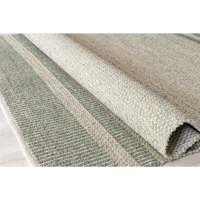 Gray and Olive Handwoven Wool 8' x 10' Area Rug