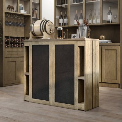 47.2" Distressed Brown MDF Bar Table with Chalkboard Panels