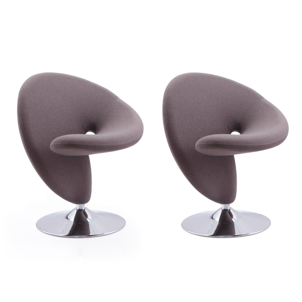 Photos - Coffee Table Set of 2 Curl Wool Blend Swivel Accent Chairs Gray - Manhattan Comfort: Modern Armless Upholstered Home Office Furniture