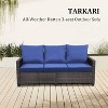 Tree City 3-Seat All-Weather Wicker Patio Sofa with Cushions, Outdoor Couch with High Curved Back, Brown PE Rattan and Steel Frame - 3 of 4