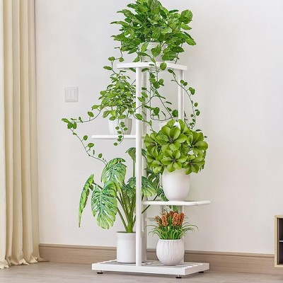 GustoWave 4 Tier Plant Stand, Tall Metal Shelf Holde, Corner Tiered Multiple Flower Plants Shelf Stand for Patio Garden Bedroom Living Room