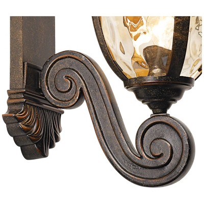 Bellagio Traditional Bronze Outdoor Wall Light with Champagne Hammered Glass