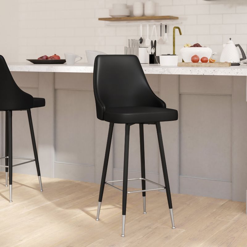 Emma and Oliver Modern Upholstered Dining Stools with Chrome Accented Metal Frames and Footrests, 3 of 11