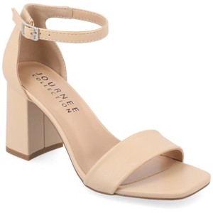 Journee Collection Women's Valenncia Narrow Width SuperNatural Shades Open Square Toe Ankle Strap Sandals - 1 of 4