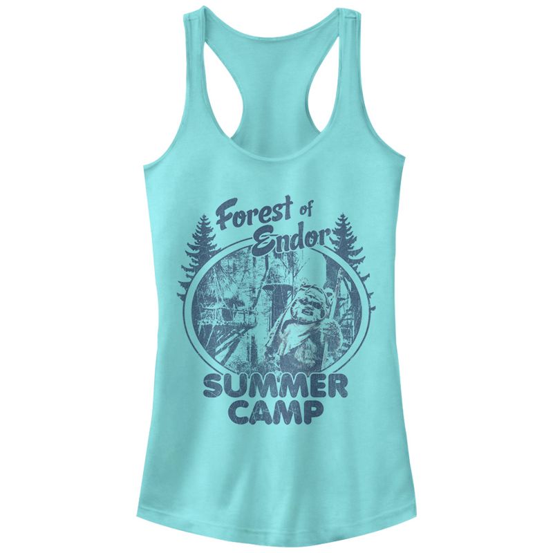 Juniors Womens Star Wars Forest of Endor Summer Camp Racerback Tank Top, 1 of 4