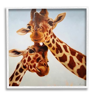 Stupell Industries Happy Giraffe Duo Portrait Framed Giclee
