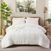 Boho Ruched Comforter Set – 100% Cotton Ruffle Bedding, Soft Durable Fluffy Quilt 3-Piece, Vintage Chic Bedroom Decor, King/Queen Options - 2 of 4