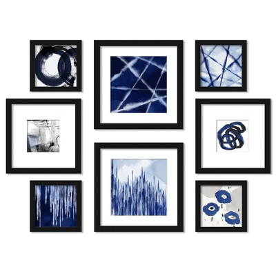 (Set of 8) Americanflat Shibori Blues Framed Gallery Wall Art Set