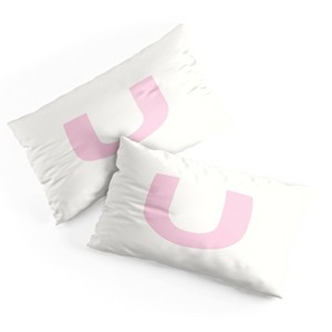 Deny Designs King April Lane Art Block Pink Monogram U Microfiber Printed Pillow Sham - 1 of 3