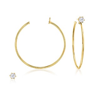 Ross-Simons Italian .50 ct. t.w. CZ Jewelry Set: Stud Earrings and Hoop Earring Jackets in 18kt Gold Over Sterling - 1 of 4
