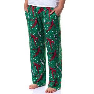 Seven Times Six Deadpool Pajamas Men's Christmas Lights Seasons Greetings Lounge PJ Pants Green - 1 of 4
