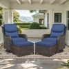 POCASSY 4 Piece Patio Furniture Set with Swivel Chairs and Ottomans, High Back Deep Seat Cushioned Wicker Swivel Patio Chairs Set of 2 with Ottoman - 3 of 4