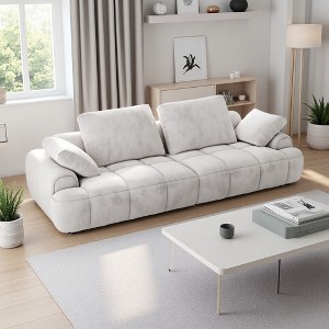86.6" Suede Modern 2-Seater Sofa with Increased Sitting Height - 1 of 4