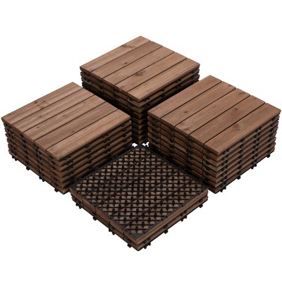 Yaheetech Pack of 27 Fir Wood Flooring Tiles For Patio Garden