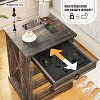 Fredees Rustic Nightstand with Gun Drawer, End Table with Charging Station, LED Bedside Table with Human Sensor Light. - 3 of 4