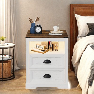 GlasFlength Nightstands Stylish and Functional Bedroom Storage with Ample Drawers and Shelves, Modern Design Style, White,19.68”*15.74”*23.63"