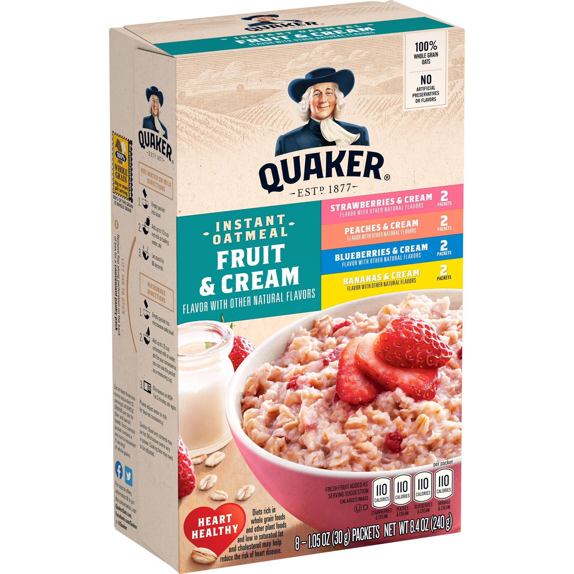 Quaker Fruit & Cream Instant Oatmeal Variety - 8ct/9.8oz