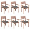 vidaXL Stackable Chair Set of 6 Teak Solid Teak Wood Medium Stackable - 2 of 4