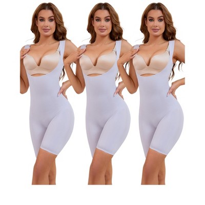 INSPIRE CHIC 3 Pcs Women's Butt Lifter Thigh Slimmers Tummy Control Bust Back Support Body Shapers