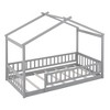 CAVINAS Modern Twin Size Platform Bed Frame with Roof & Fence, Pine Wood Kids Bed Frame, Toddler Bed, House Floor Bed —Semi-Enclosed Play/Sleep Space - 4 of 4