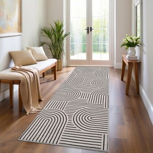 Modern Abstract Rug Washable Rug Non Slip, Low Pile Thin Foldable Mat - 1 of 4