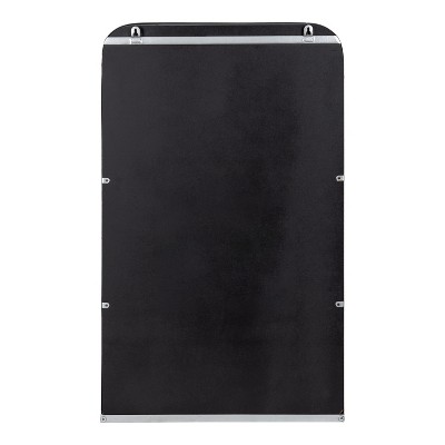 Silver Rectangular Metal Bathroom Mirror with Shelf